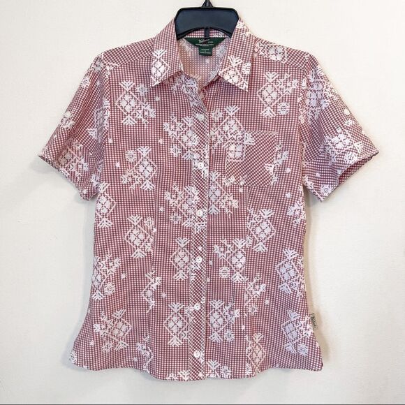 Woolrich Raisin Western Gingham Button Down Short Sleeve Shirt S - Picture 1 of 10